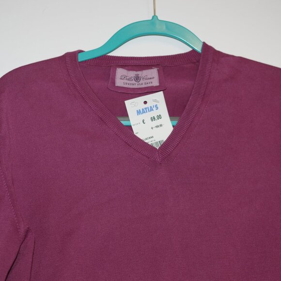Della Ciana Italy Purple cotton V Neck Thin Men Pullover Size Italy 50 - Picture 3 of 4